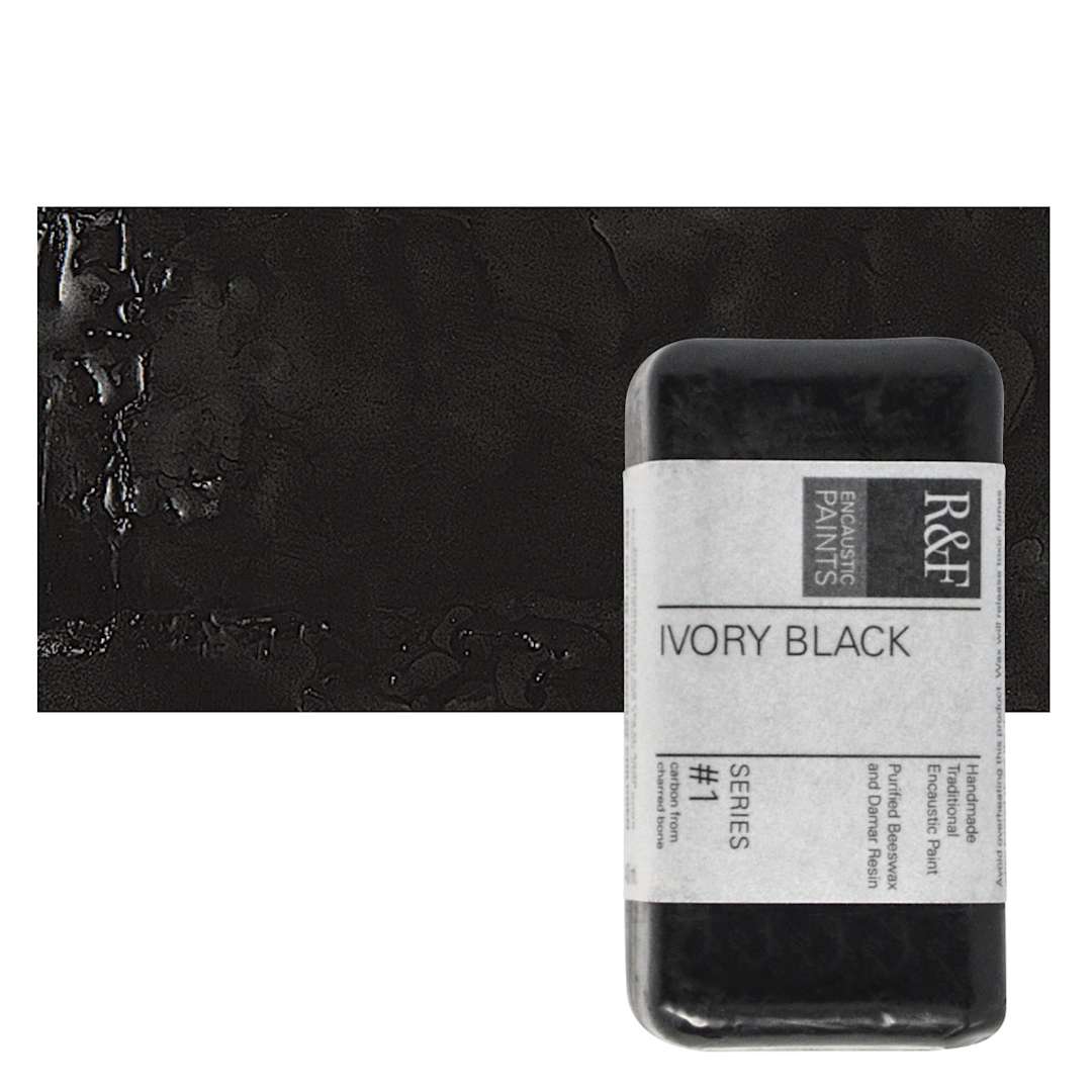 Open in modal - R&F Encaustic Paint Block - Ivory Black, 40 ml block and swatch