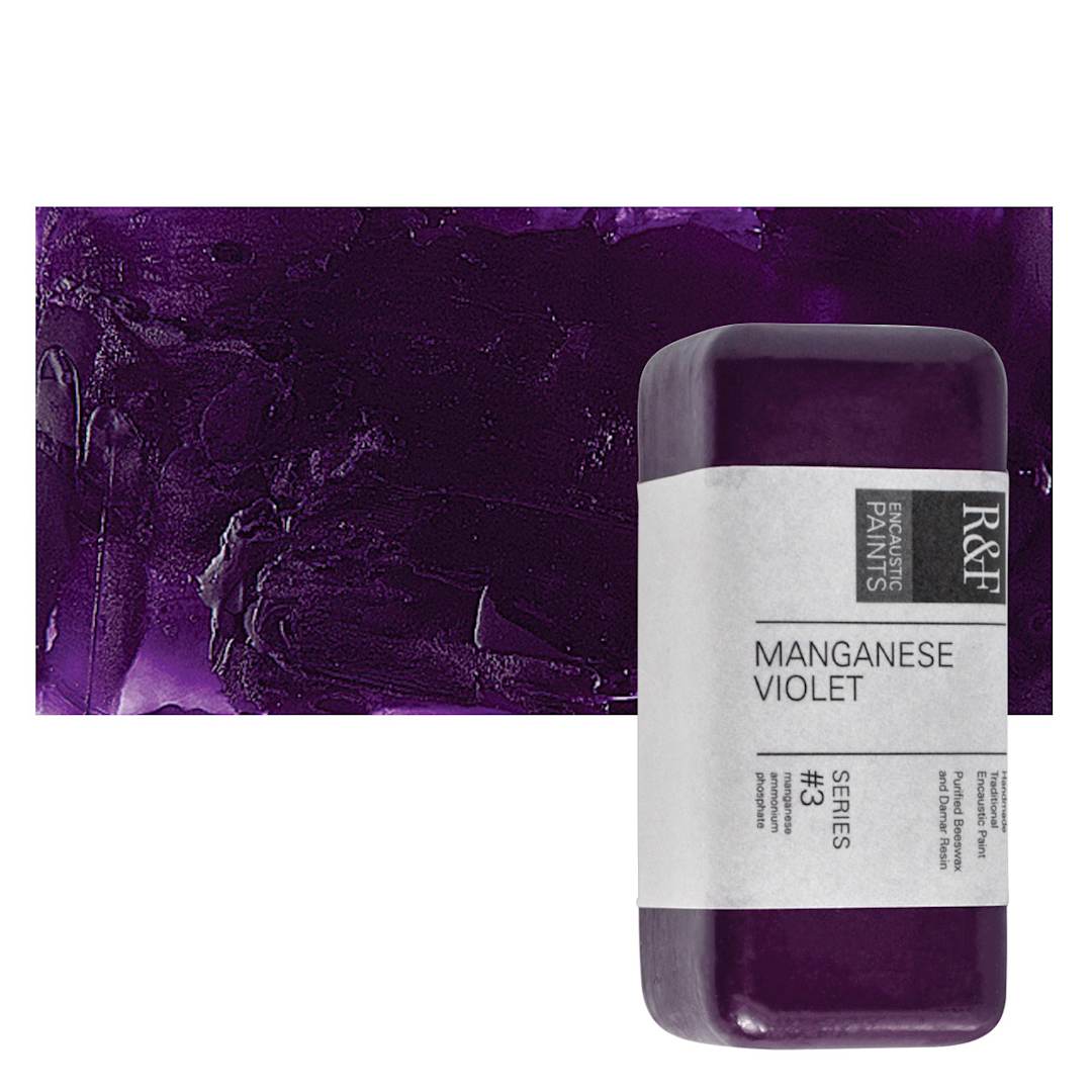 Open in modal - R&F Encaustic Paint Block - Manganese Violet, 104 ml block and swatch