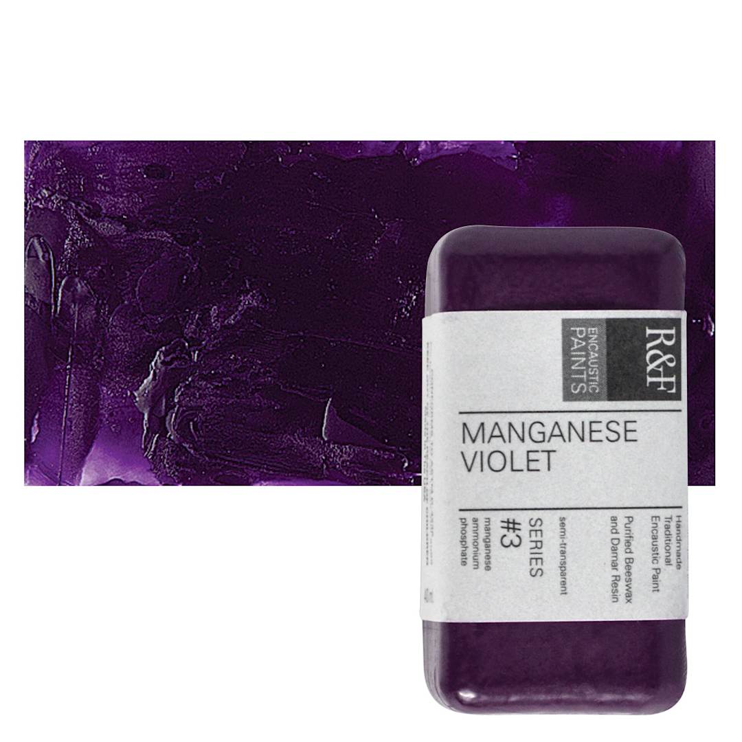 Open in modal - R&F Encaustic Paint Block - Manganese Violet, 40 ml block and swatch