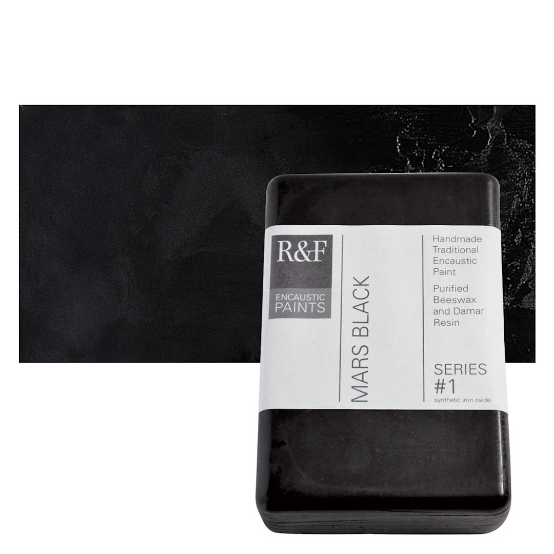 Open in modal - R&F Encaustic Paint Block - Mars Black, 333 ml block and swatch