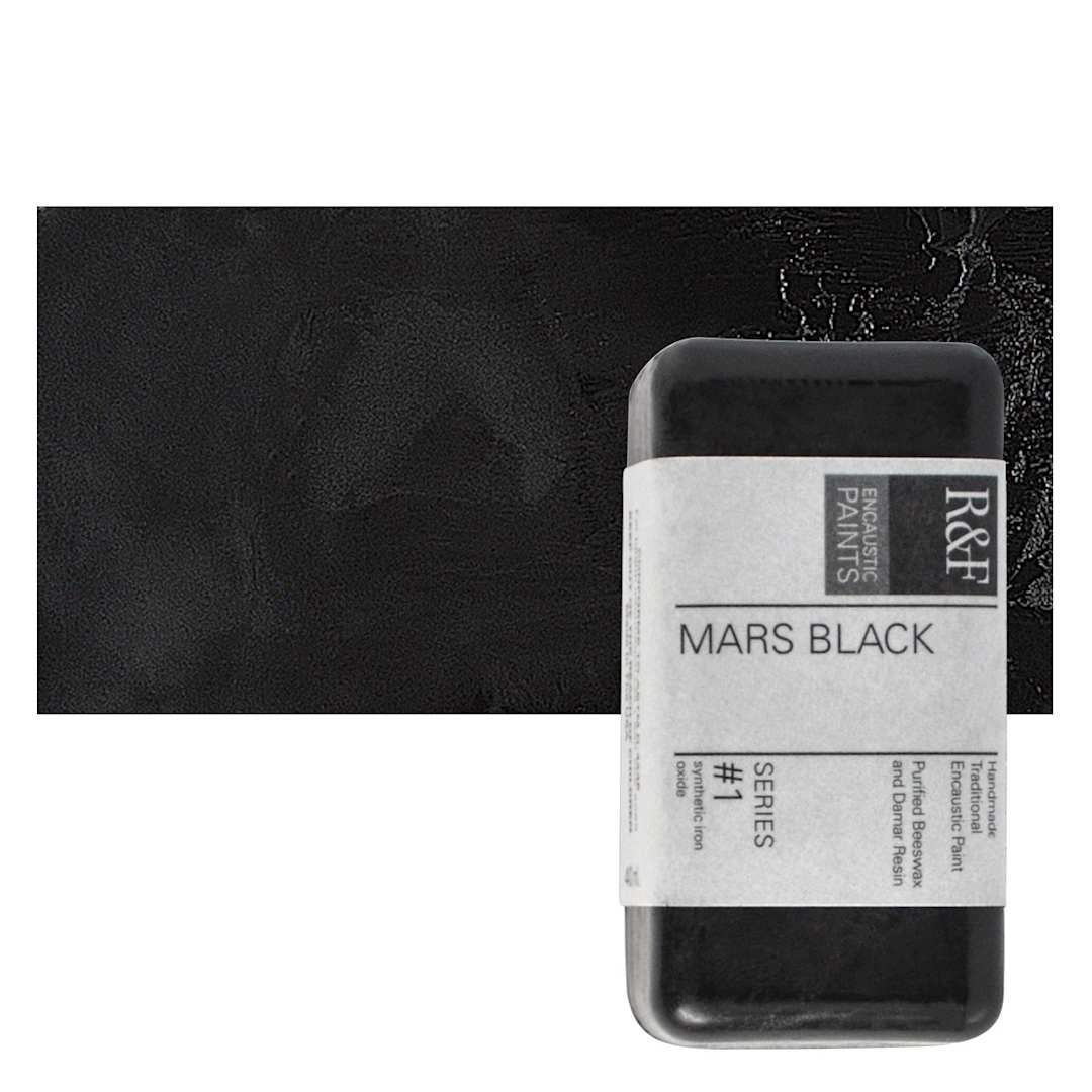 Open in modal - R&F Encaustic Paint Block - Mars Black, 40 ml block and swatch