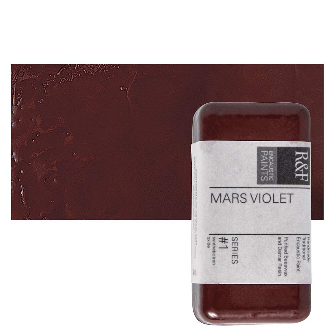 Open in modal - R&F Encaustic Paint Block - Mars Violet, 40 ml block and swatch