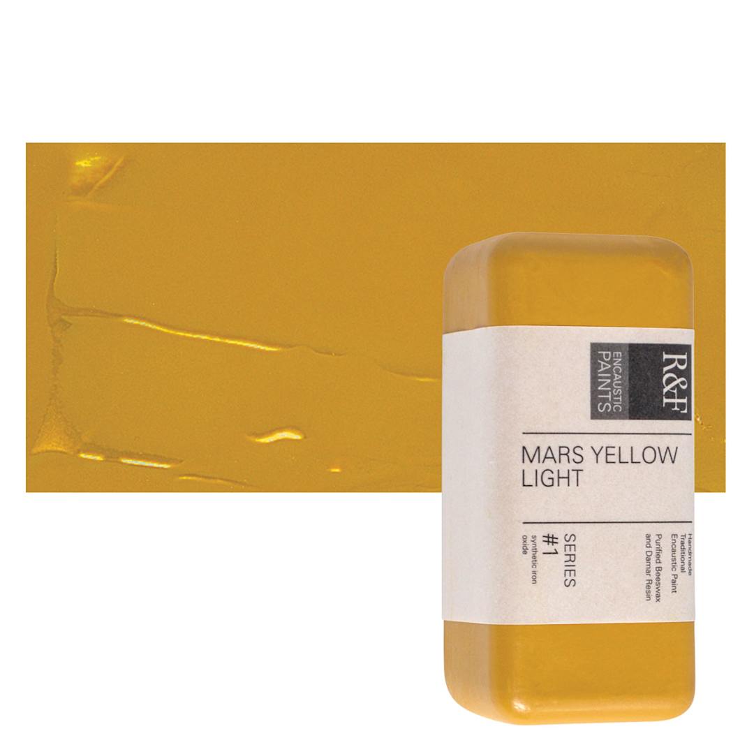 Open in modal - R&F Encaustic Paint Block - Mars Yellow Light, 104 ml block and swatch