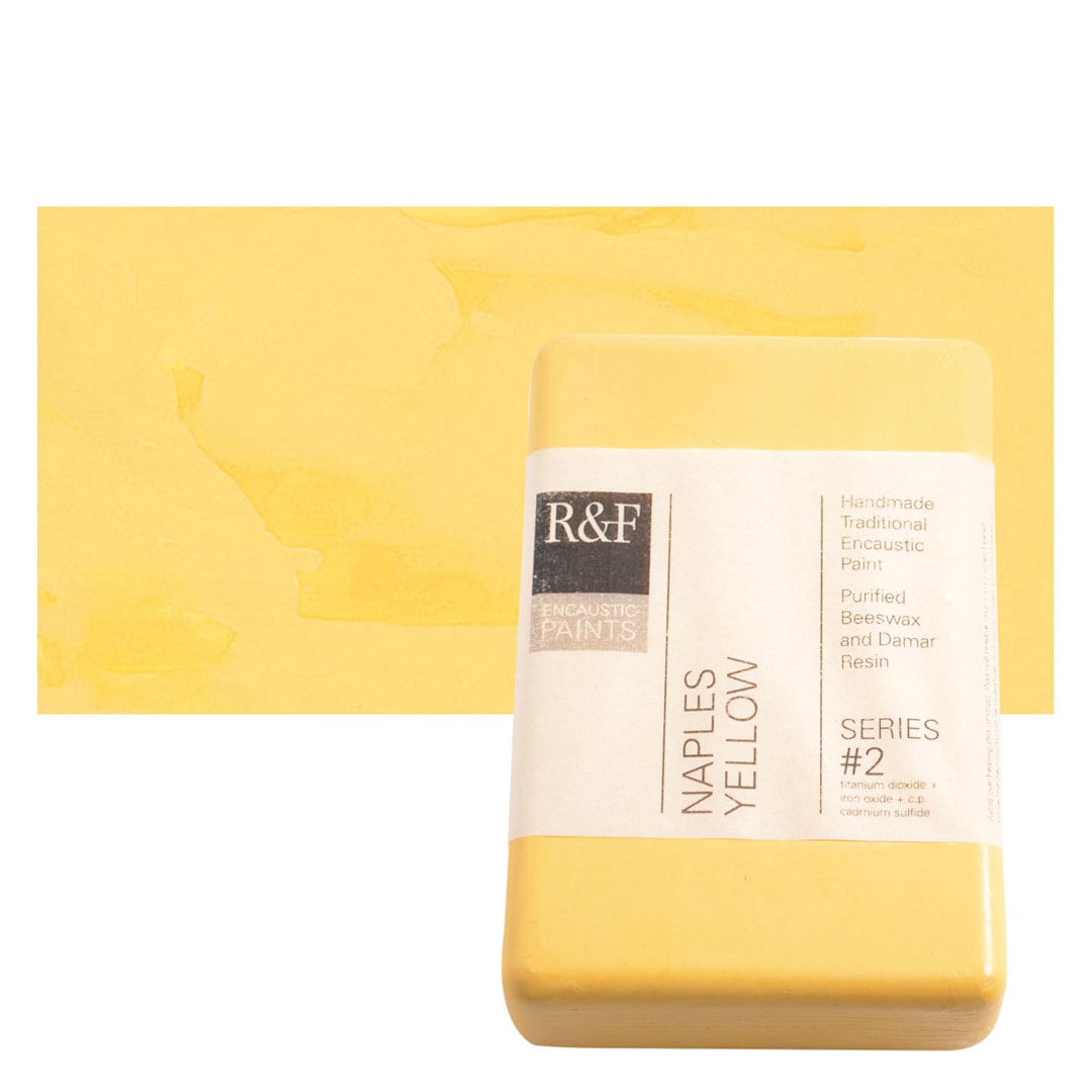 Open in modal - R&F Encaustic Paint Block - Naples Yellow, 333 ml block and swatch