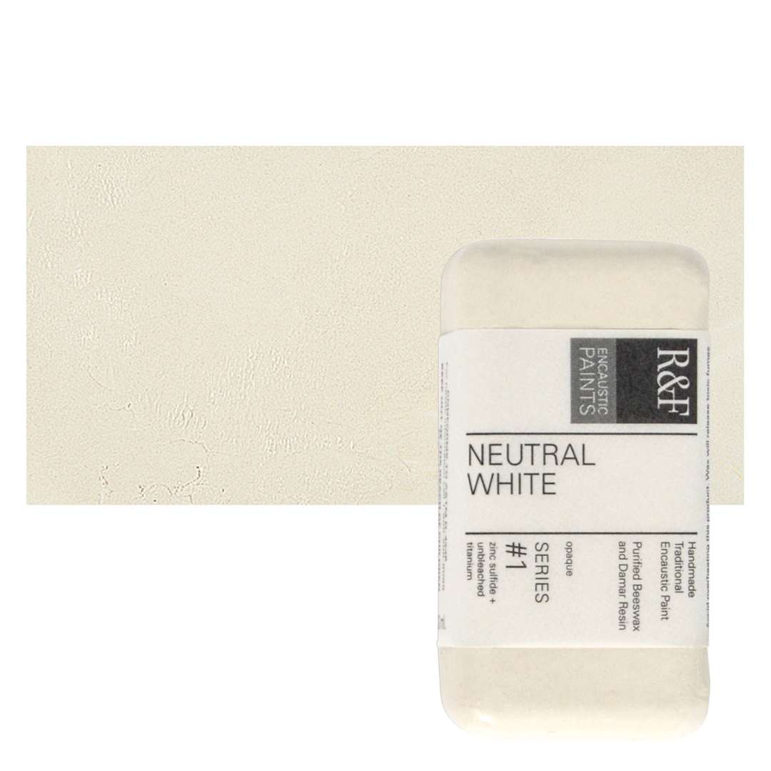 Open in modal - R&F Encaustic Paint Block - Neutral White, 40 ml block and swatch