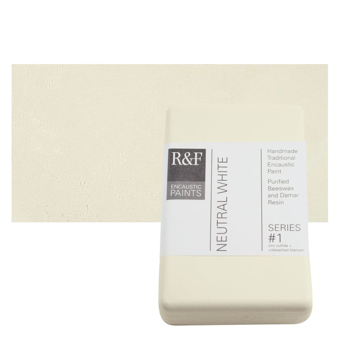 Open in modal - R&F Encaustic Paint Block - Neutral White, 333 ml block and swatch
