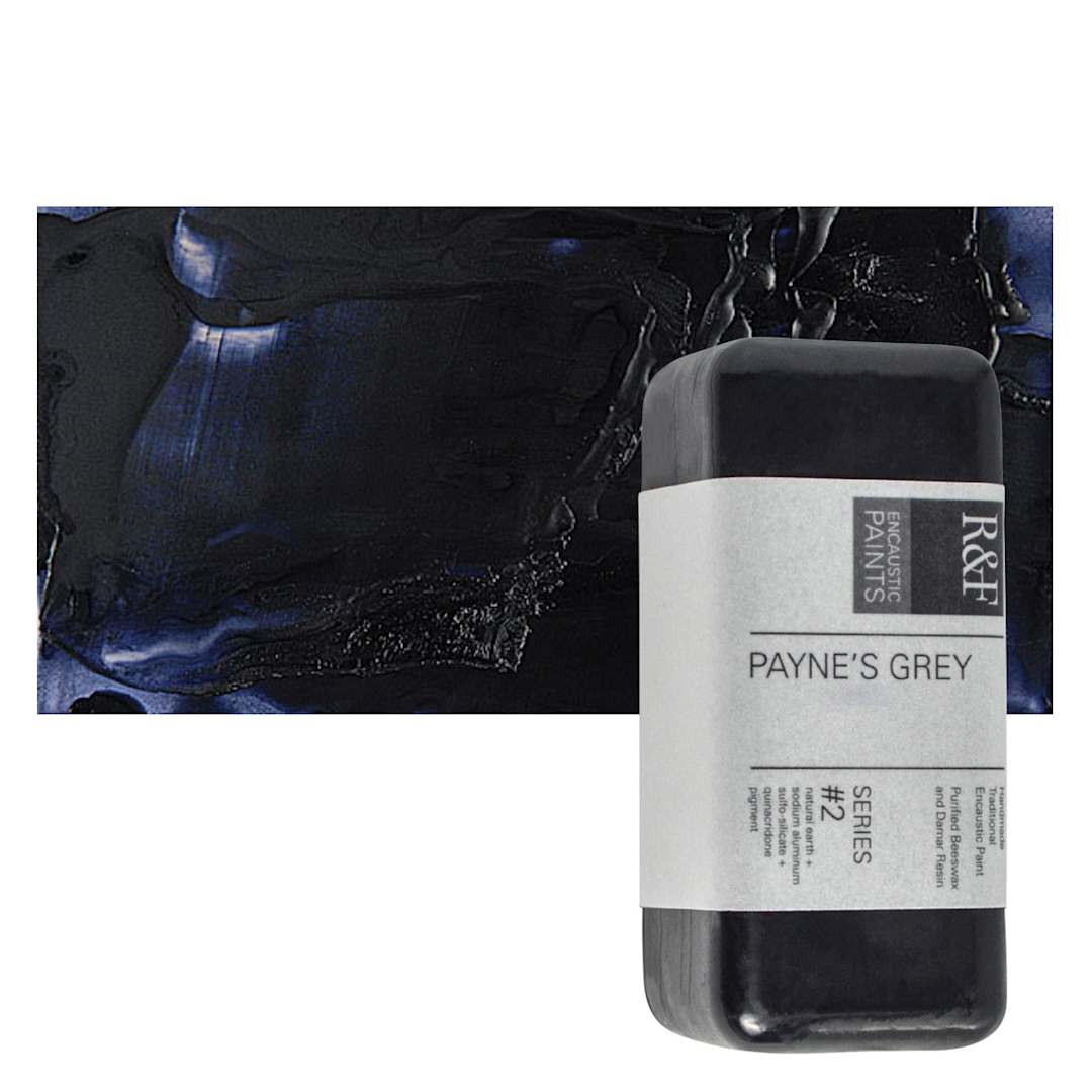 Open in modal - R&F Encaustic Paint Block - Payne's Gray, 104 ml block and swatch
