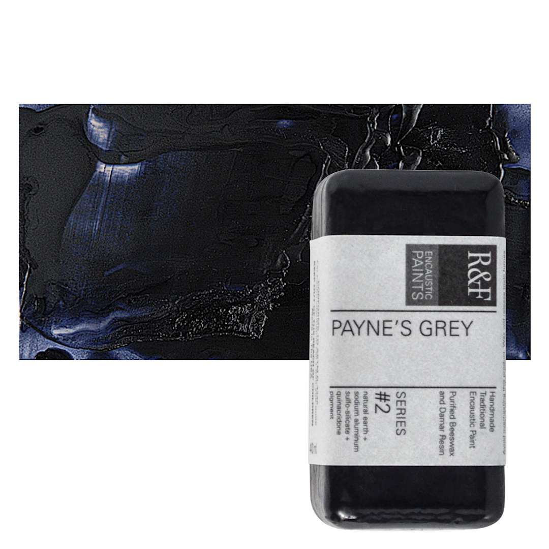 Open in modal - R&F Encaustic Paint Block - Payne's Gray, 40 ml block and swatch