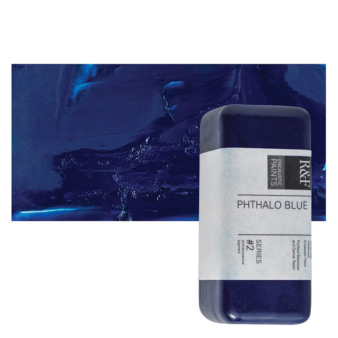 Open in modal - R&F Encaustic Paint Block - Phthalo Blue, 104 ml block and swatch