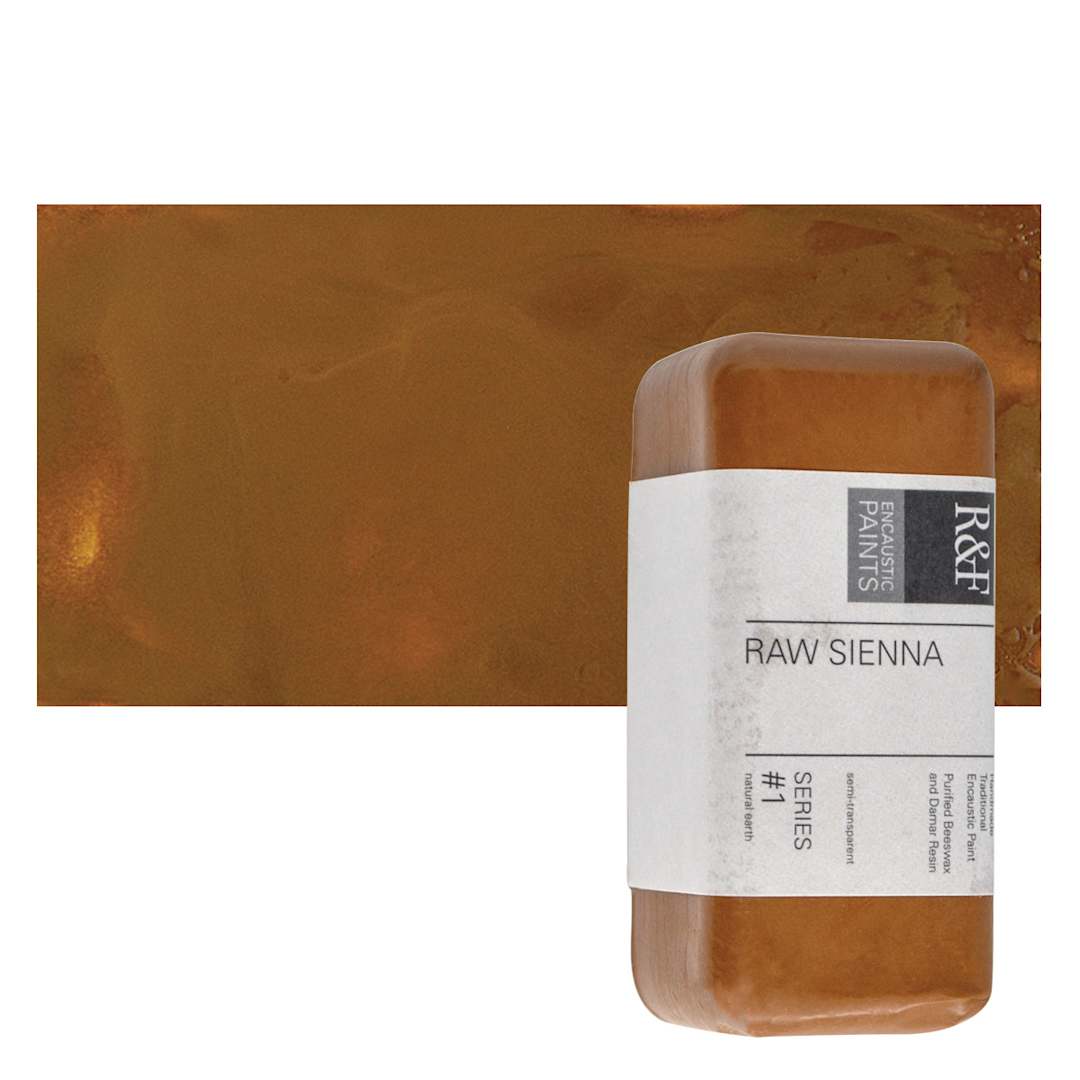 Open in modal - R&F Encaustic Paint Block - Raw Sienna, 104 ml block and swatch