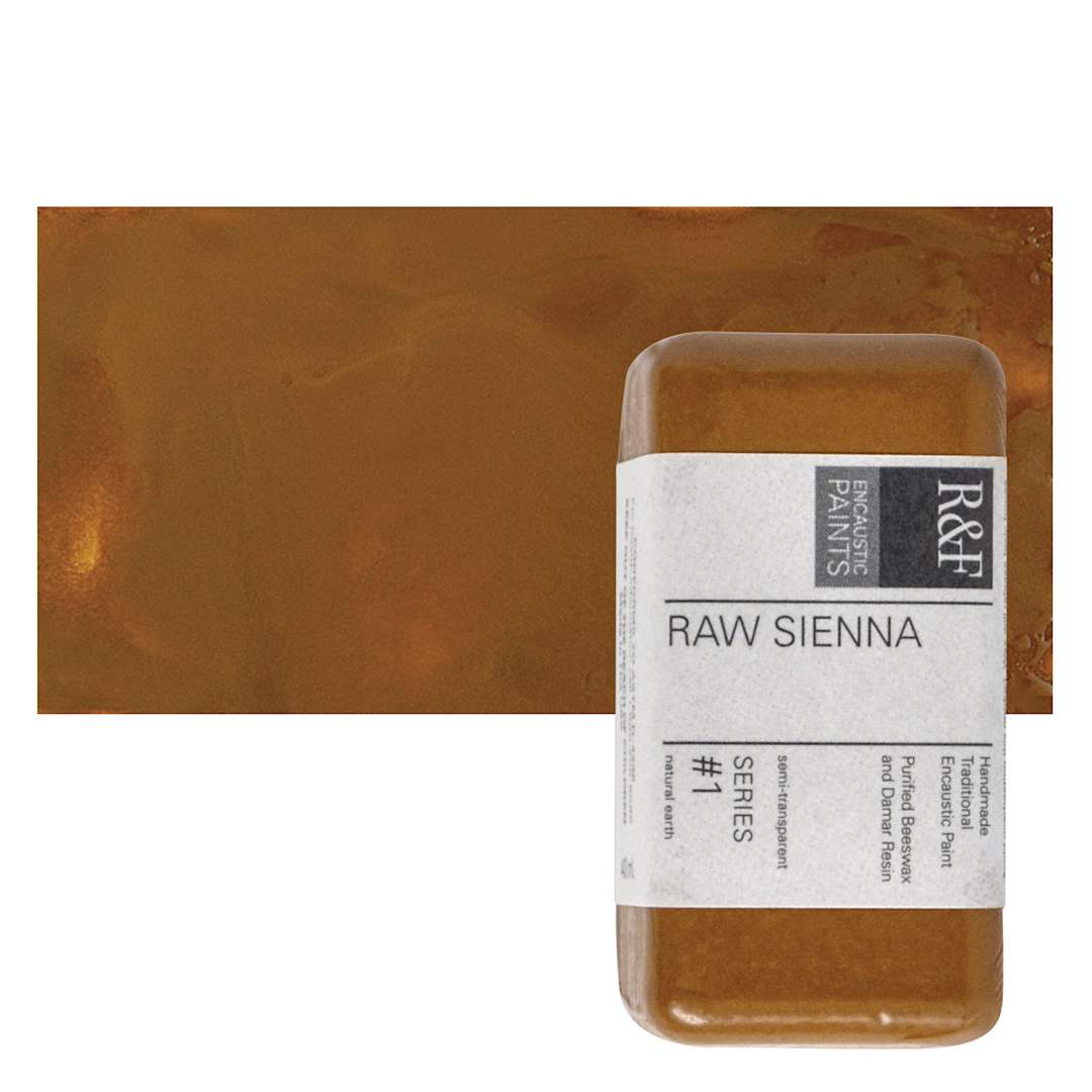 Open in modal - R&F Encaustic Paint Block - Raw Sienna, 40 ml block and swatch