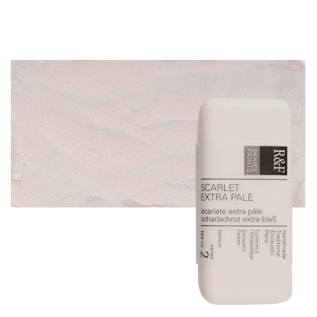 Open in modal - R&F Encaustic Paint Block - Scarlet Extra Pale, 104 ml block and swatch