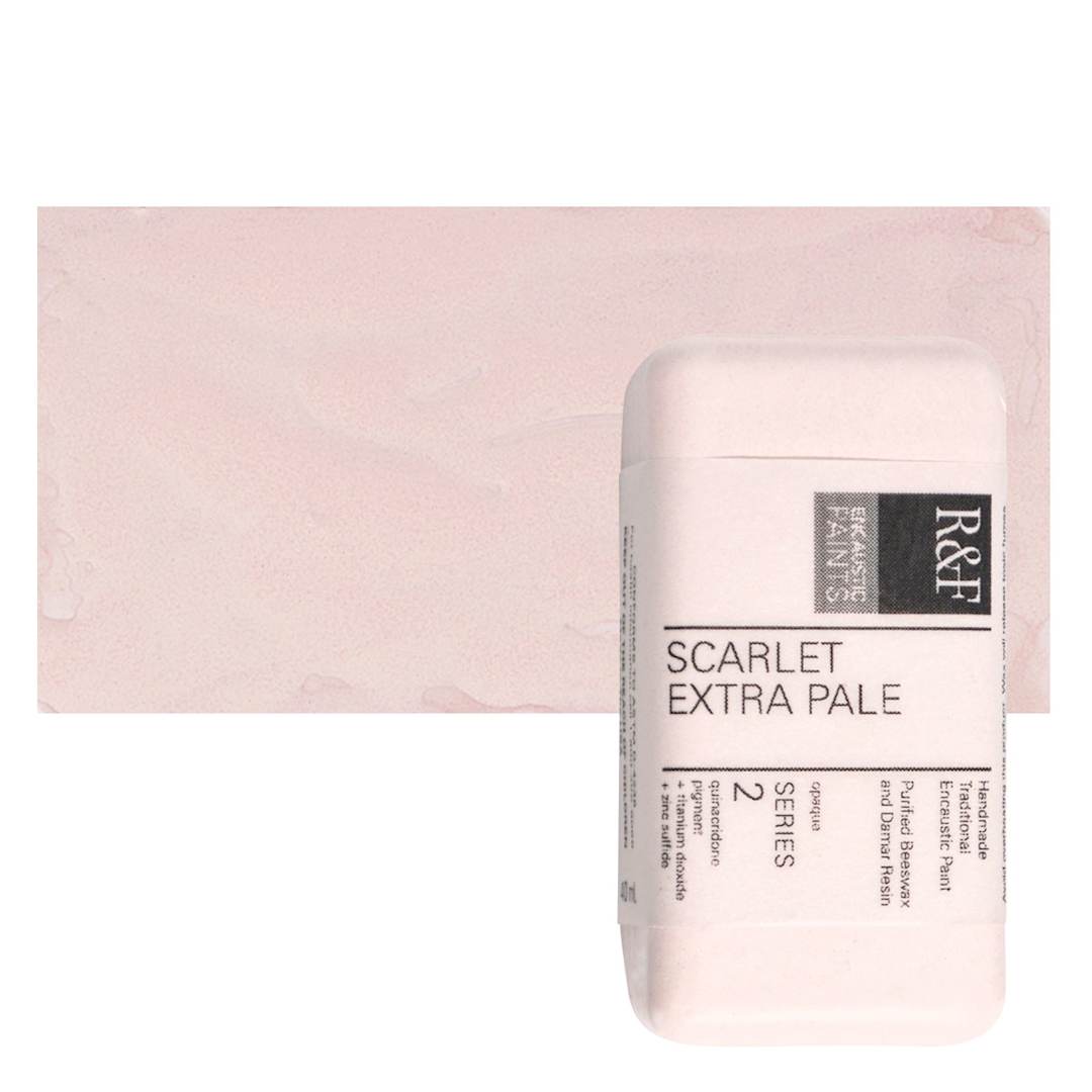 Open in modal - R&F Encaustic Paint Block - Scarlet Extra Pale, 40 ml block and swatch