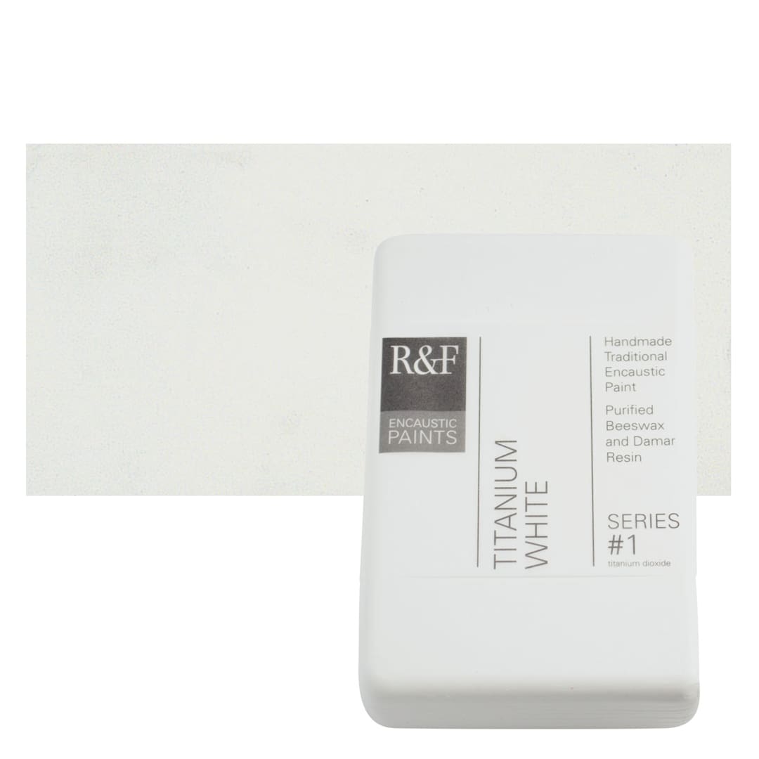 Open in modal - R&F Encaustic Paint Block - Titanium White, 333 ml block and swatch