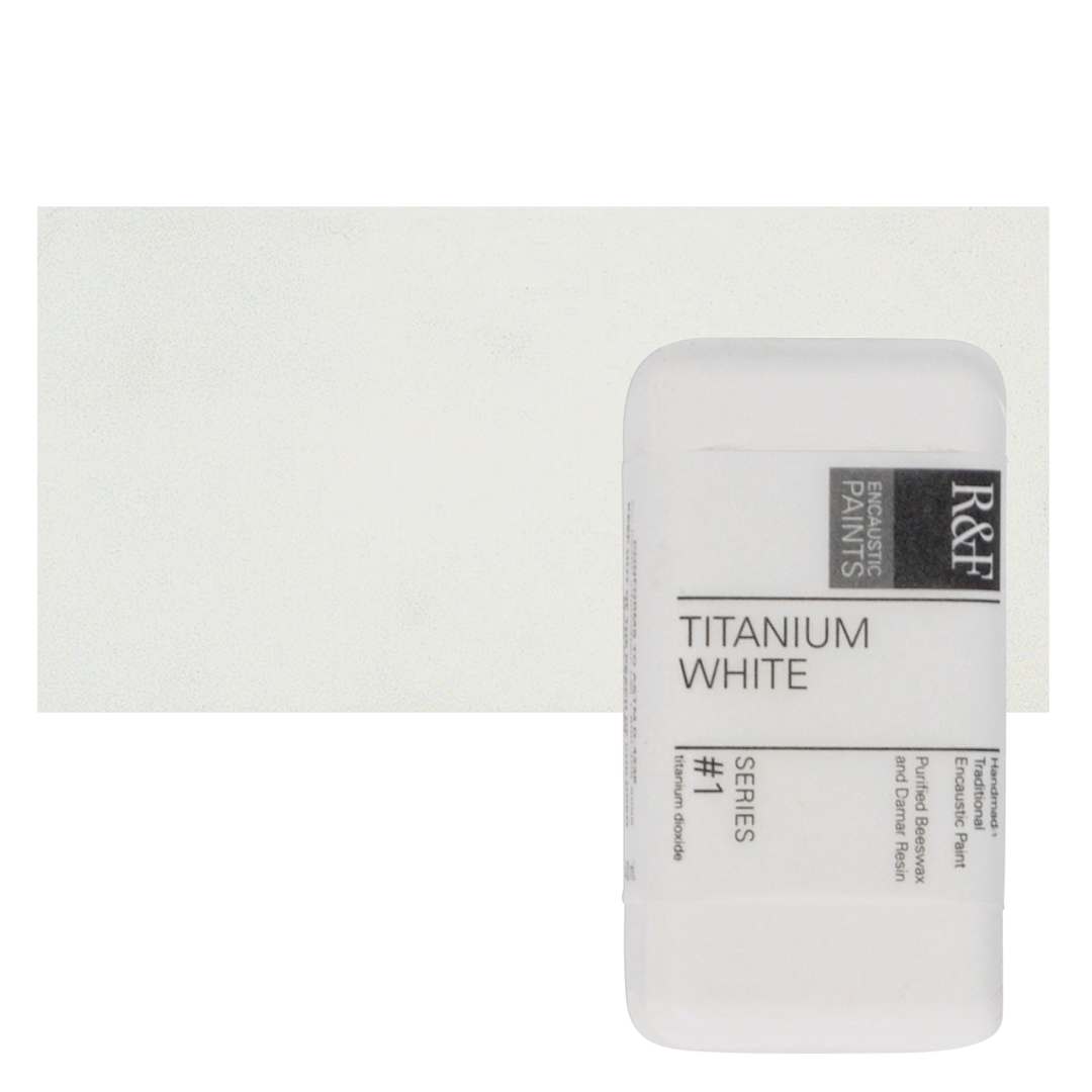 Open in modal - R&F Encaustic Paint Block - Titanium White, 40 ml block and swatch
