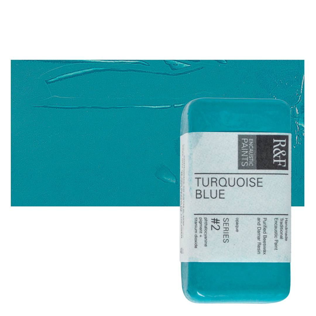 Open in modal - R&F Encaustic Paint Block - Turquoise Blue, 40 ml block and swatch