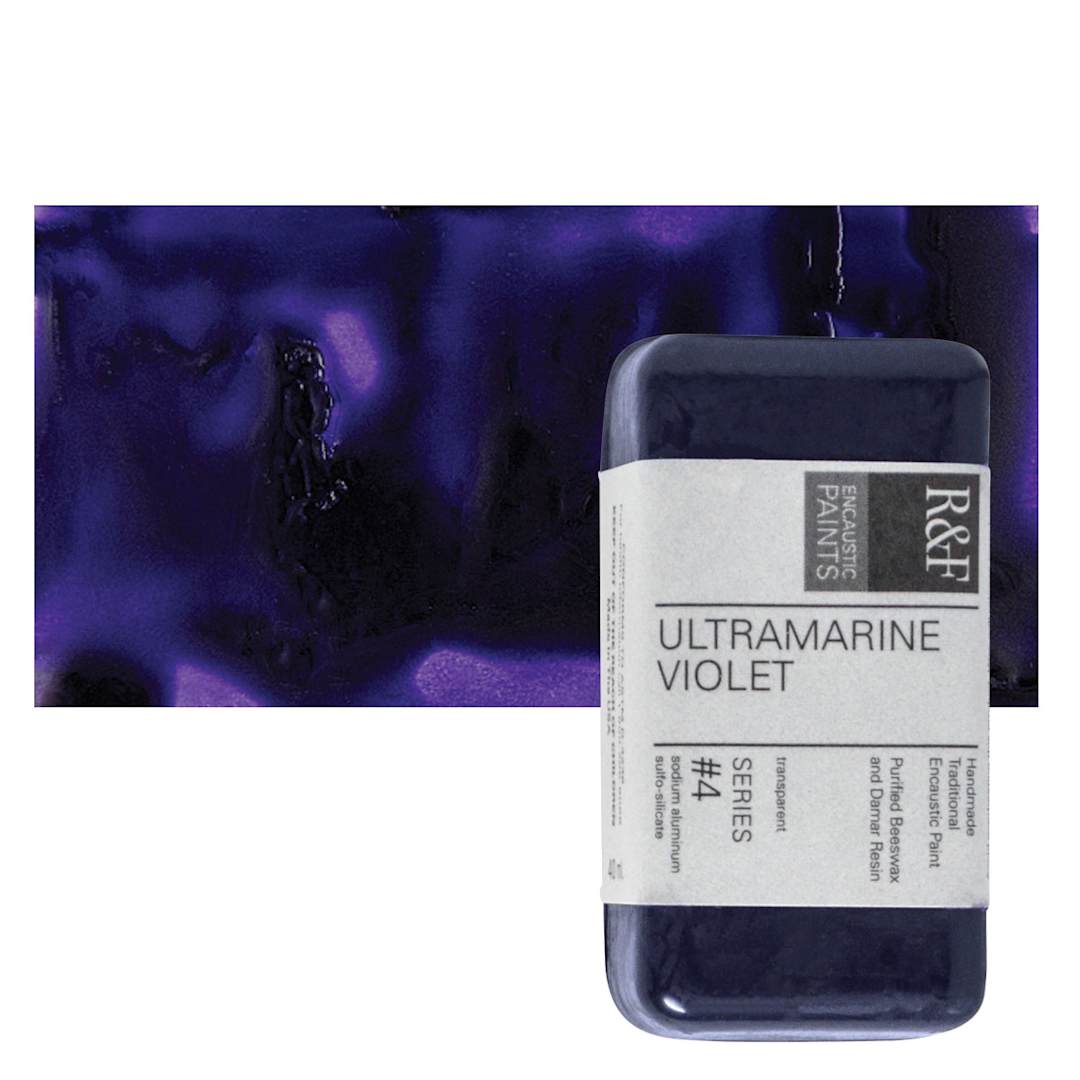 Open in modal - R&F Encaustic Paint Block - Ultramarine Violet, 40 ml block and swatch