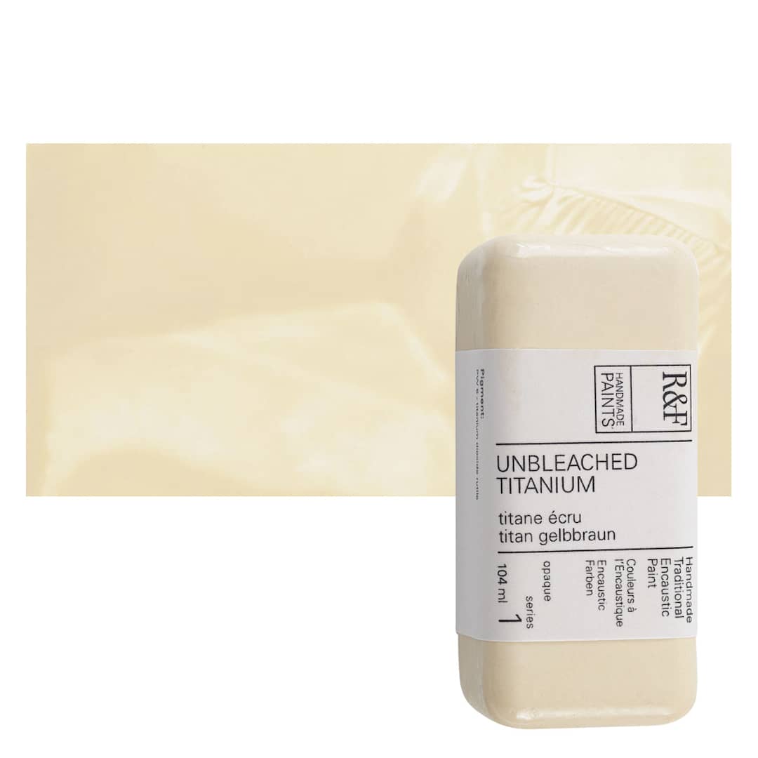 Open in modal - R&F Encaustic Paint Block - Unbleached Titanium, 104 ml block and swatch