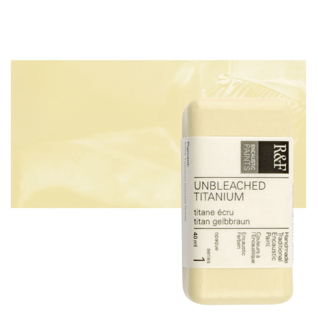 Open in modal - R&F Encaustic Paint Block - Unbleached Titanium, 40 ml block and swatch