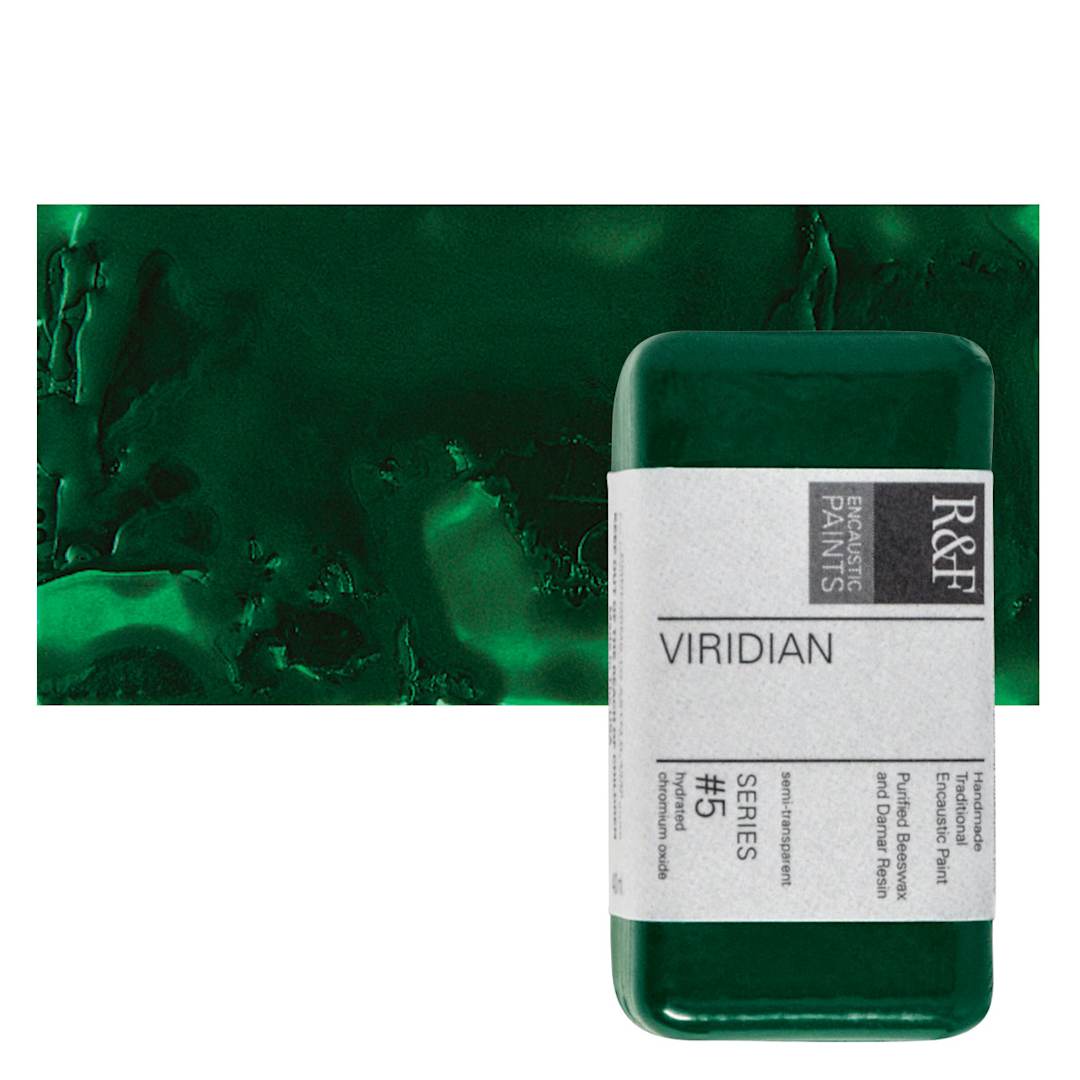 Open in modal - R&F Encaustic Paint Block - Viridian, 40 ml block and swatch