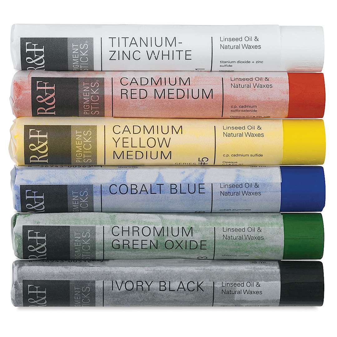 Open in modal - R & F Pigment Sticks-Set of 6 Opaque Colors  Inside of Package