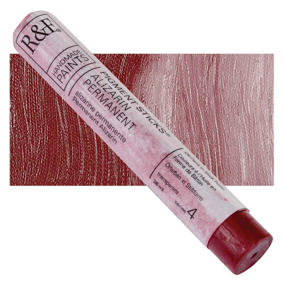 Open in modal - R&F Pigment Stick - Alizarin Permanent, 38 ml Stick and swatch
