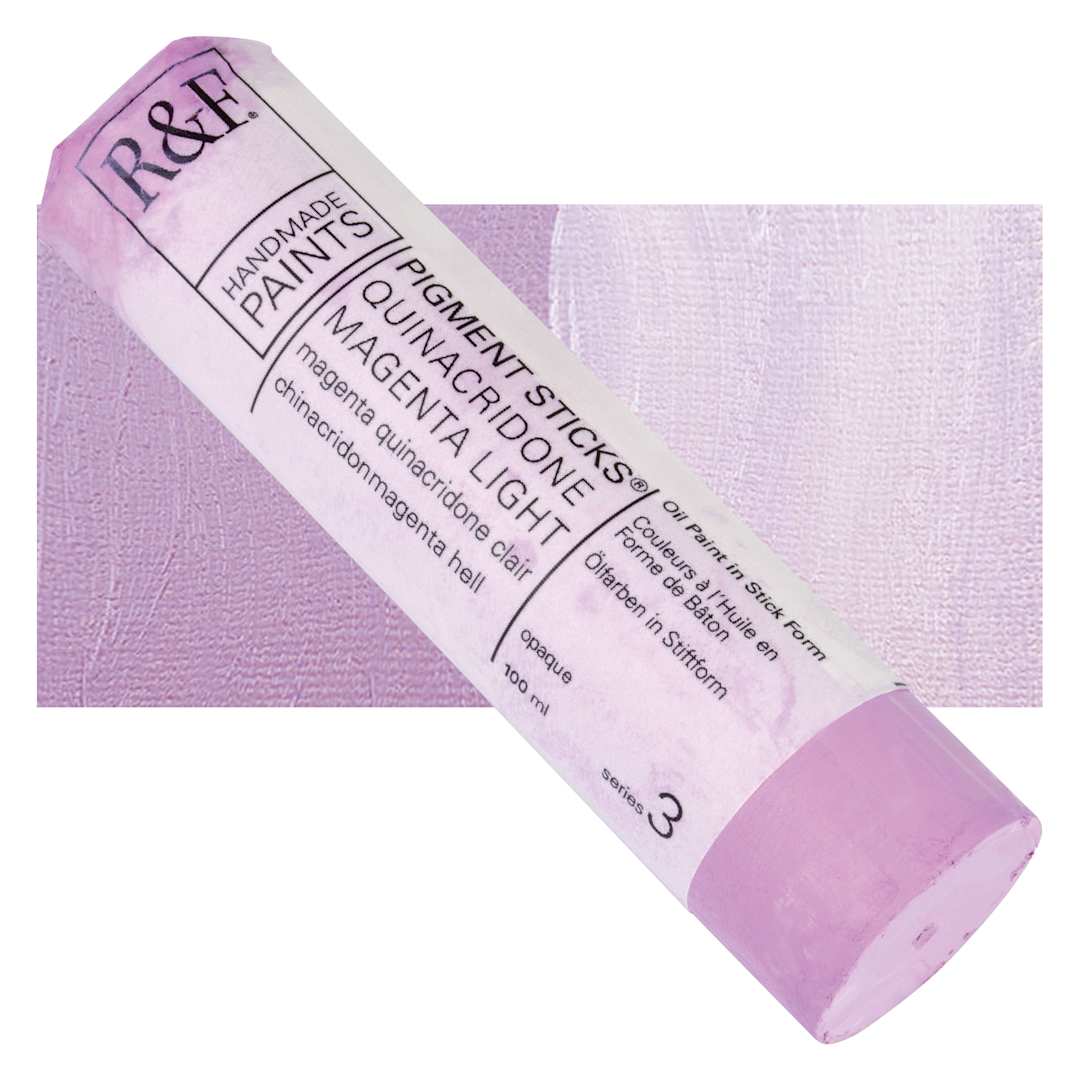 Open in modal - R&F Pigment Stick - Quinacridone Magenta Light, 100 ml Stick and swatch