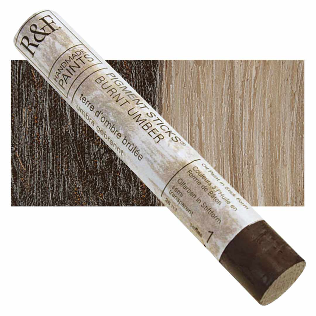 Open in modal - R&F Pigment Stick - Burnt Umber, 38 ml stick and swatch