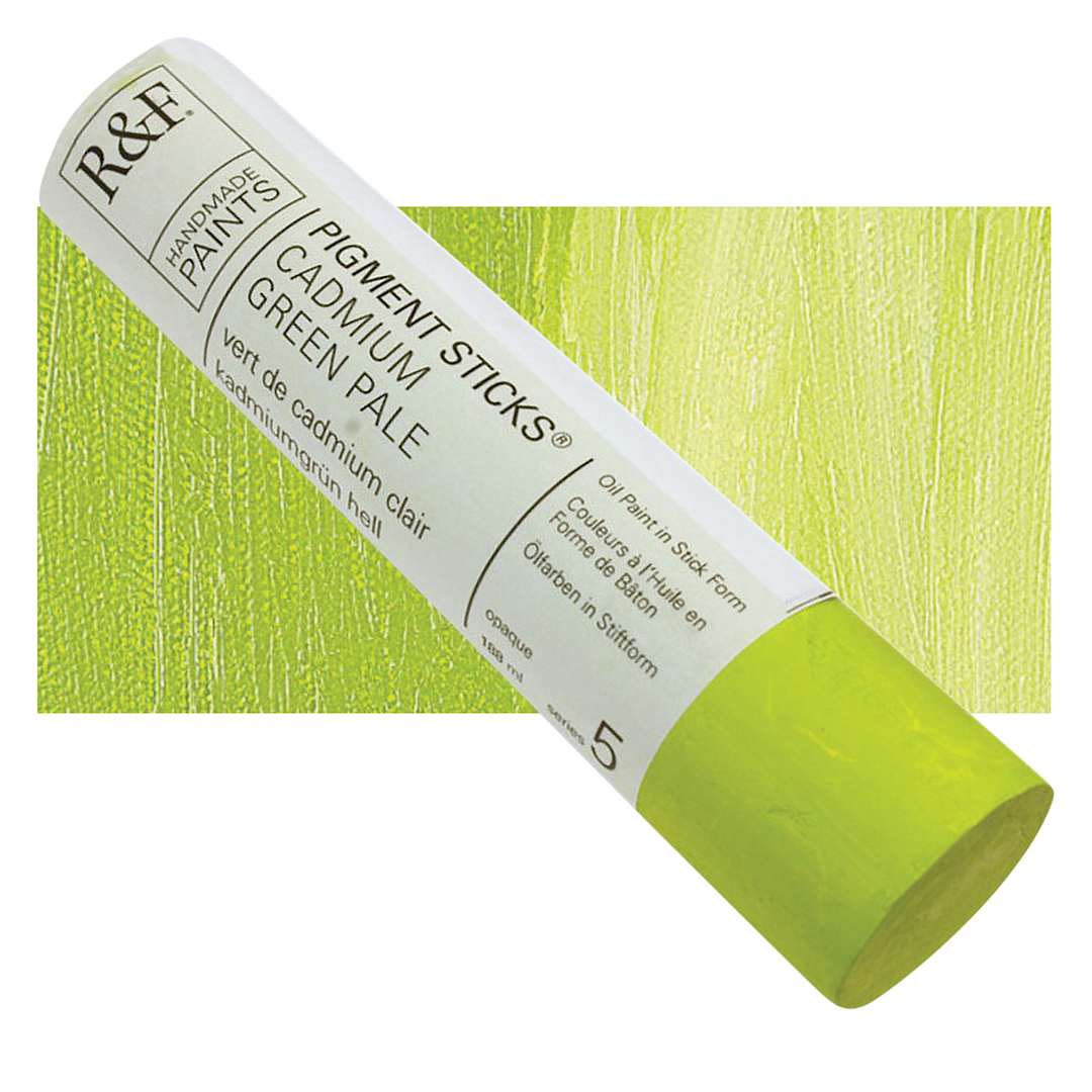 Open in modal - R&F Pigment Stick - Cadmium Green Pale, 188 ml stick and swatch