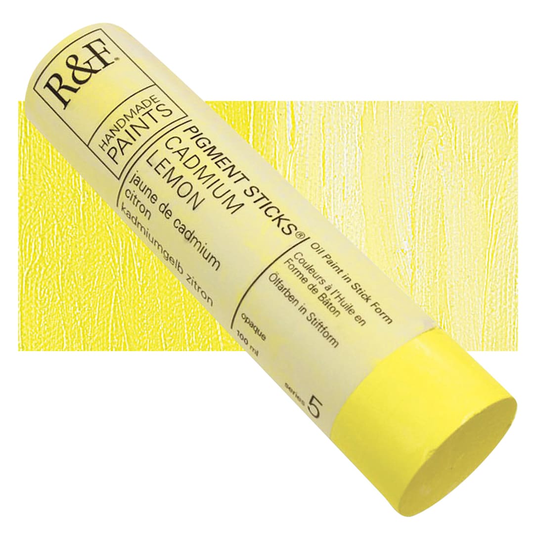 Open in modal - R&F Pigment Stick - Cadmium Lemon, 100 ml stick and swatch