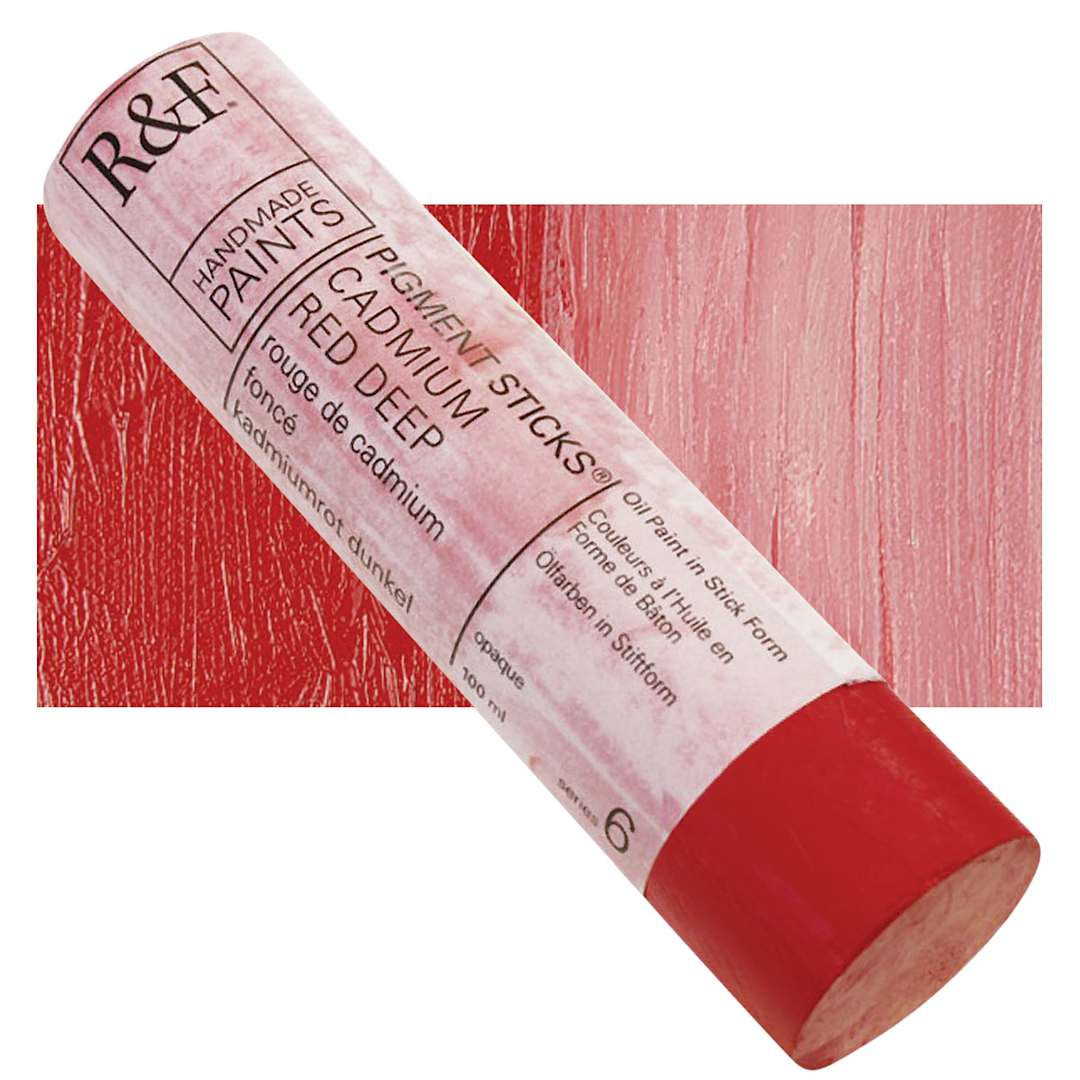 Open in modal - R&F Pigment Stick - Cadmium Red Deep, 100 ml stick and swatch