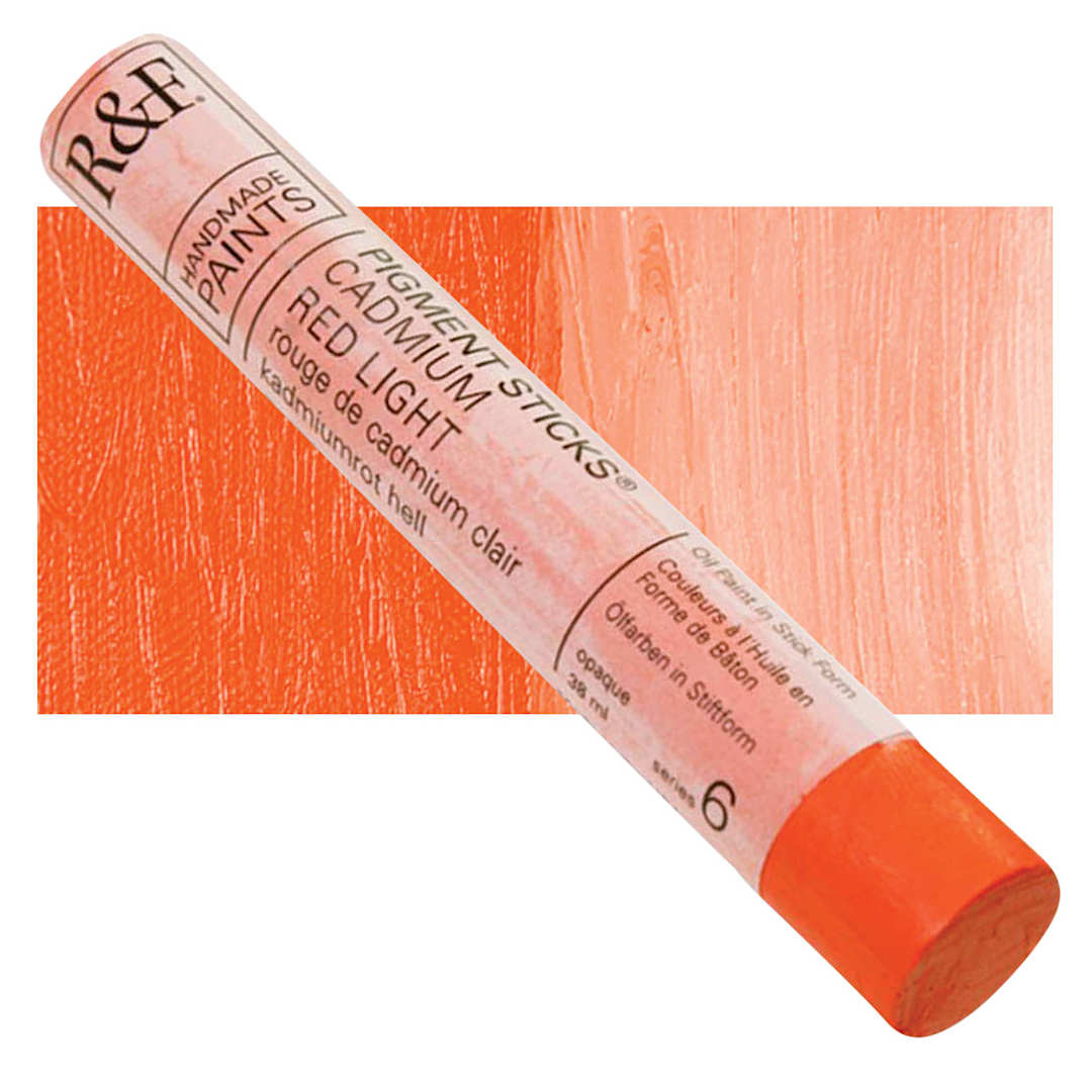 Open in modal - R&F Pigment Stick - Cadmium Red Light, 38 ml stick and swatch