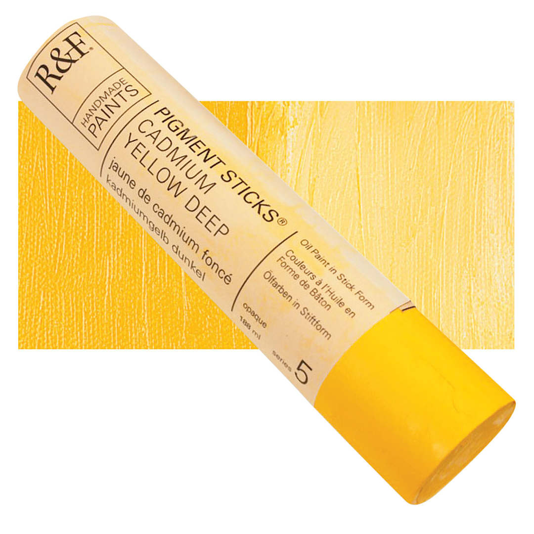 Open in modal - R&F Pigment Stick - Cadmium Yellow Deep, 188 ml stick and swatch