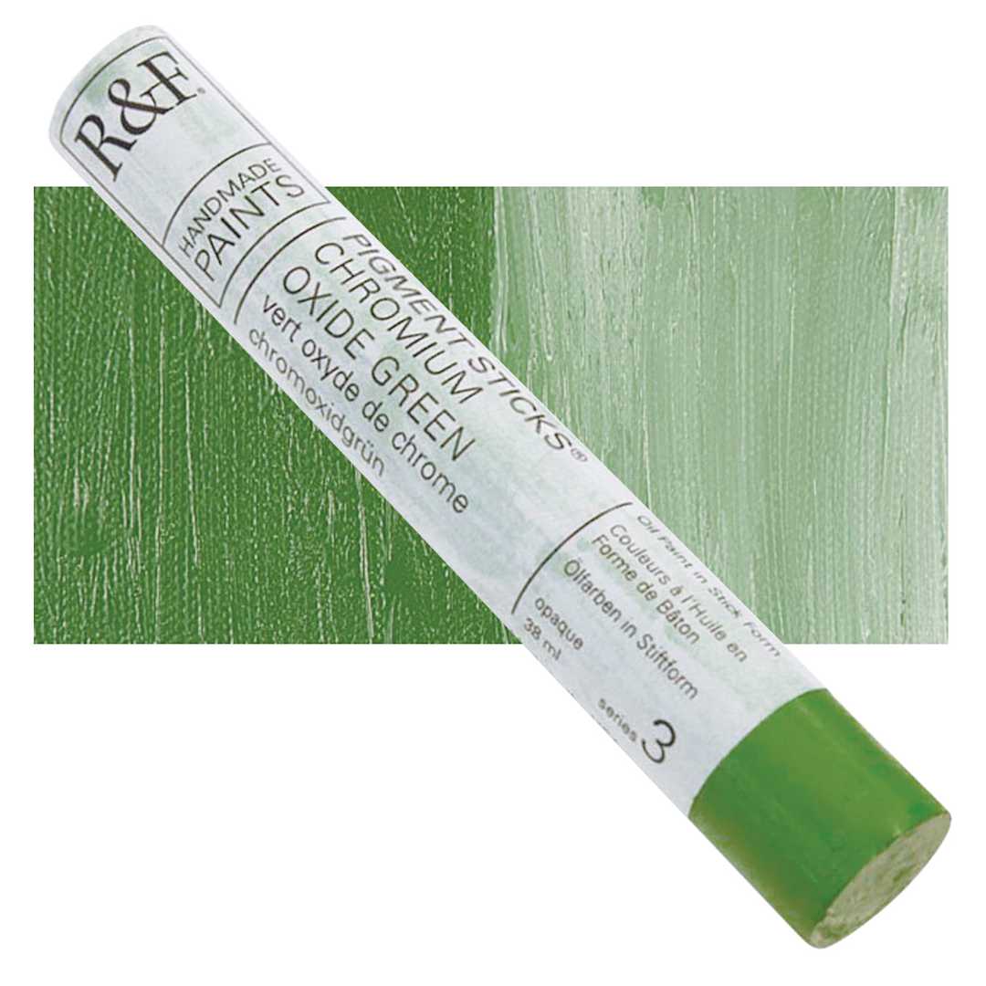 Open in modal - R&F Pigment Stick - Chromium Green Oxide, 38 ml stick and swatch