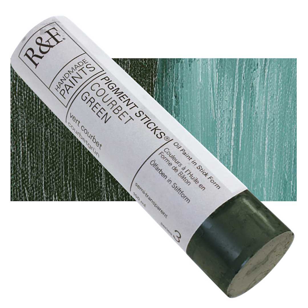 Open in modal - R&F Pigment Stick - Courbet Green, 100 ml stick and swatch