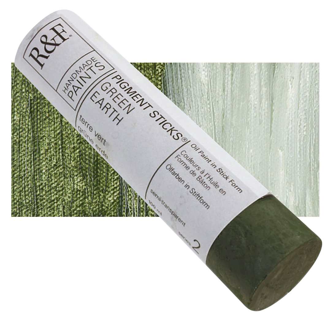 Open in modal - R&F Pigment Stick - Green Earth, 100 ml stick and swatch