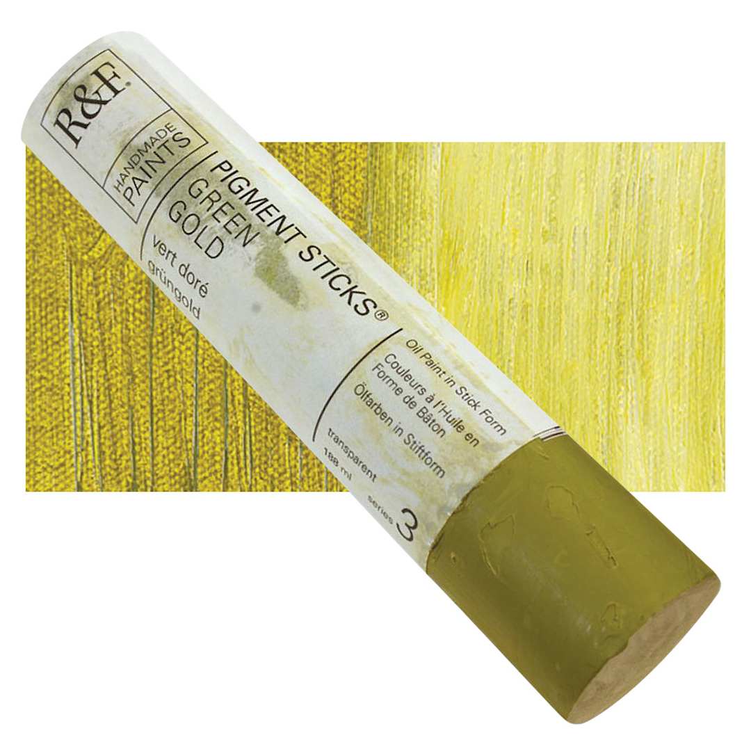 Open in modal - R&F Pigment Stick - Green Gold, 188 ml stick and swatch