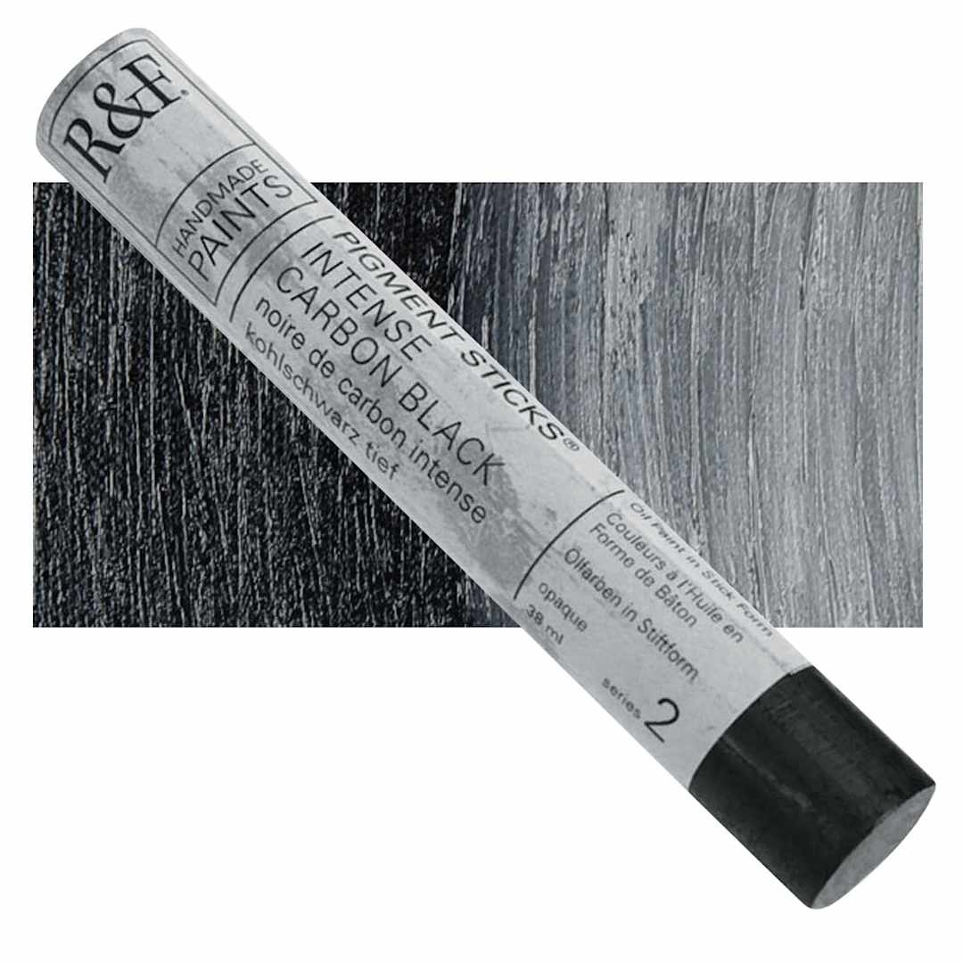 Open in modal - R&F Pigment Stick - Intense Carbon Black, 38 ml stick and swatch