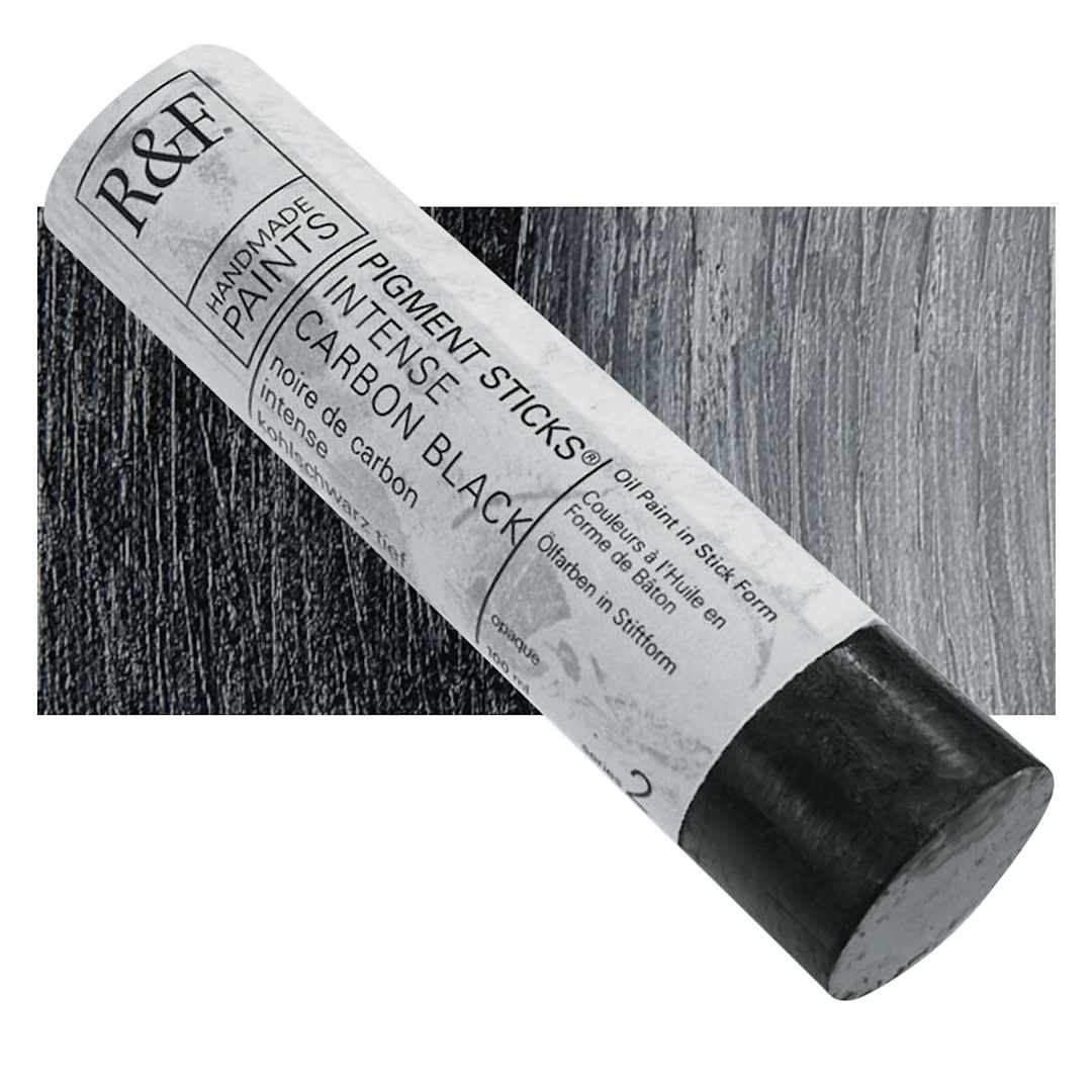 Open in modal - R&F Pigment Stick - Intense Carbon Black, 100 ml stick and swatch