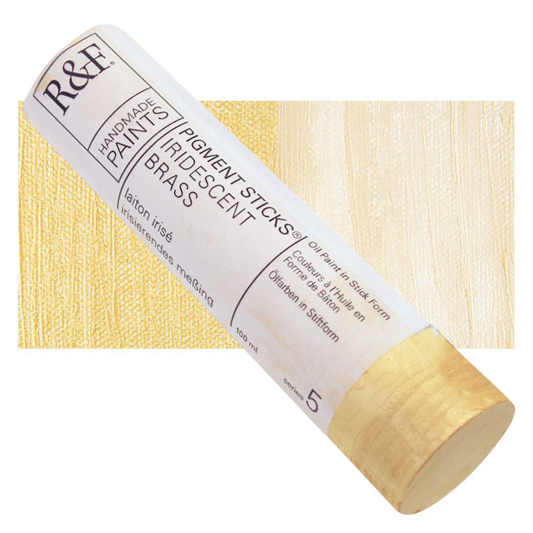 Open in modal - R&F Pigment Stick - Iridescent Brass, 100 ml stick and swatch