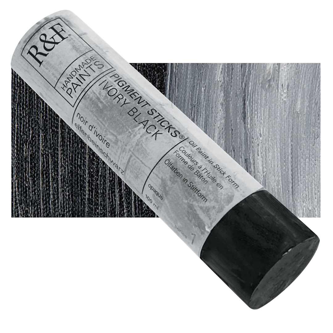 Open in modal - R&F Pigment Stick - Ivory Black, 100 ml stick and swatch