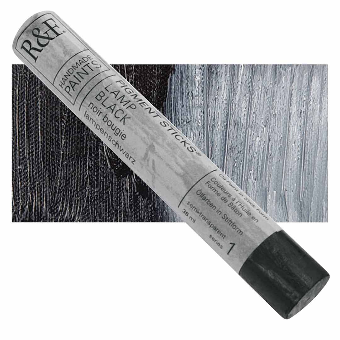 Open in modal - R&F Pigment Stick - Lamp Black, 38 ml stick and swatch