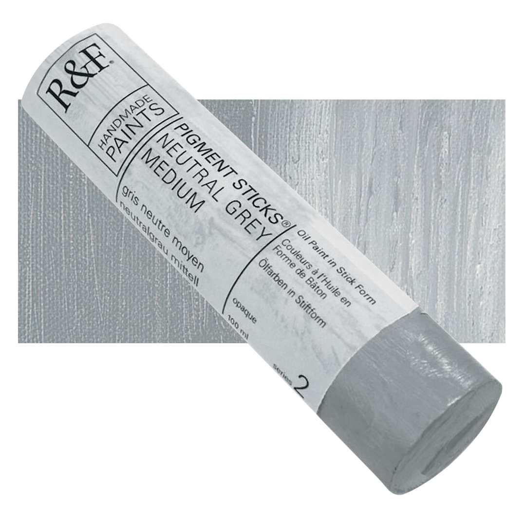Open in modal - R&F Pigment Stick - Neutral Grey Medium, 100 ml stick and swatch