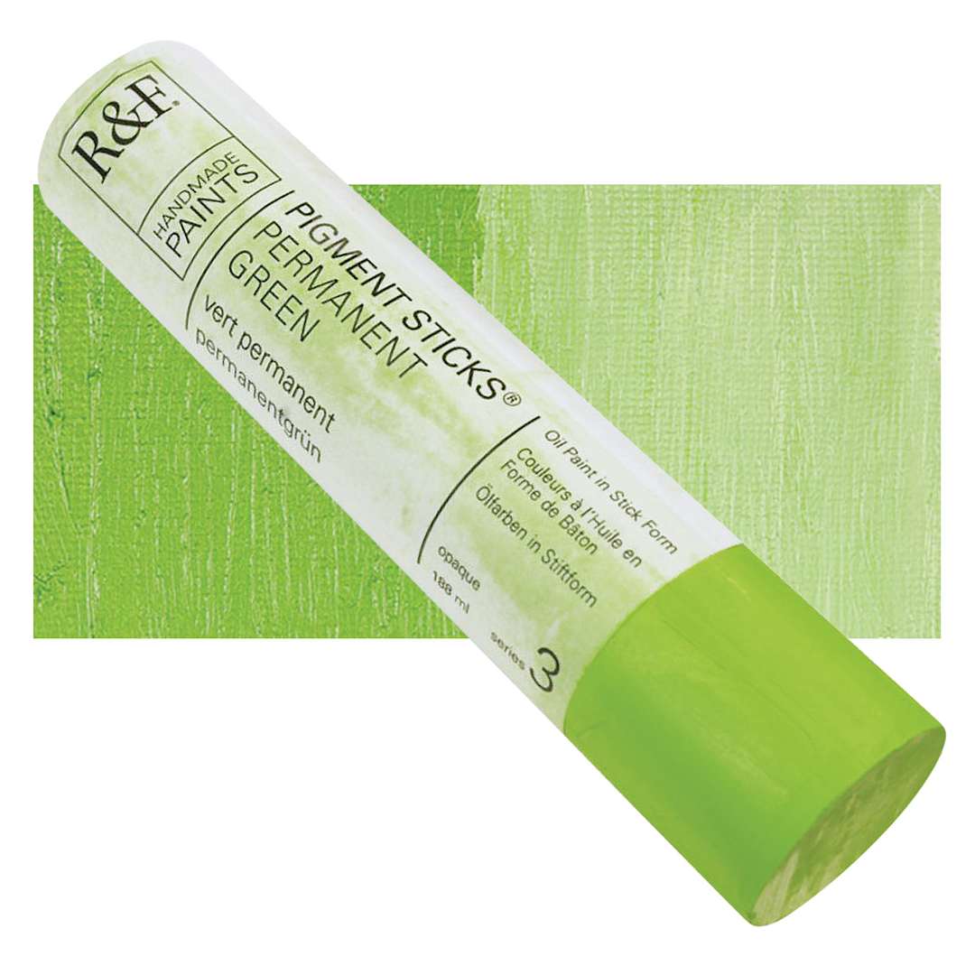 Open in modal - R&F Pigment Stick - Permanent Green, 188 ml stick and swatch