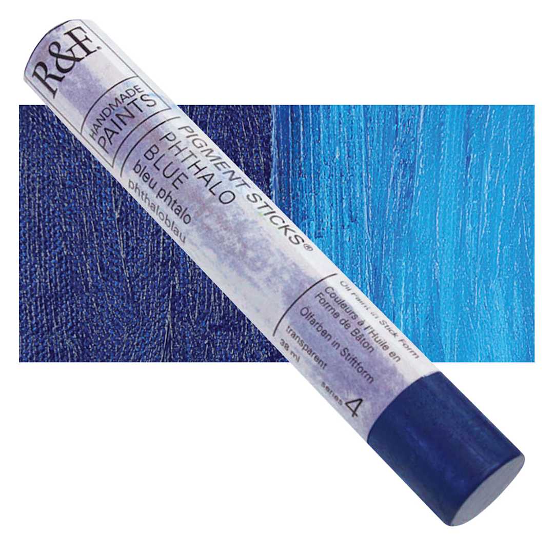 Open in modal - R&F Pigment Stick - Phthalo Blue, 38 ml stick and swatch