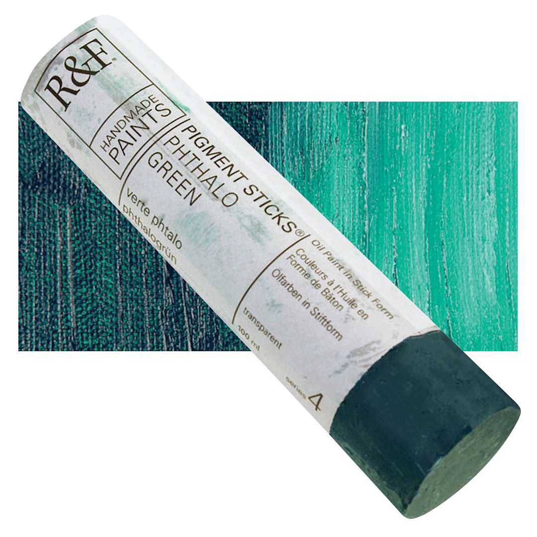 Open in modal - R&F Pigment Stick - Phthalo Green, 100 ml stick and swatch