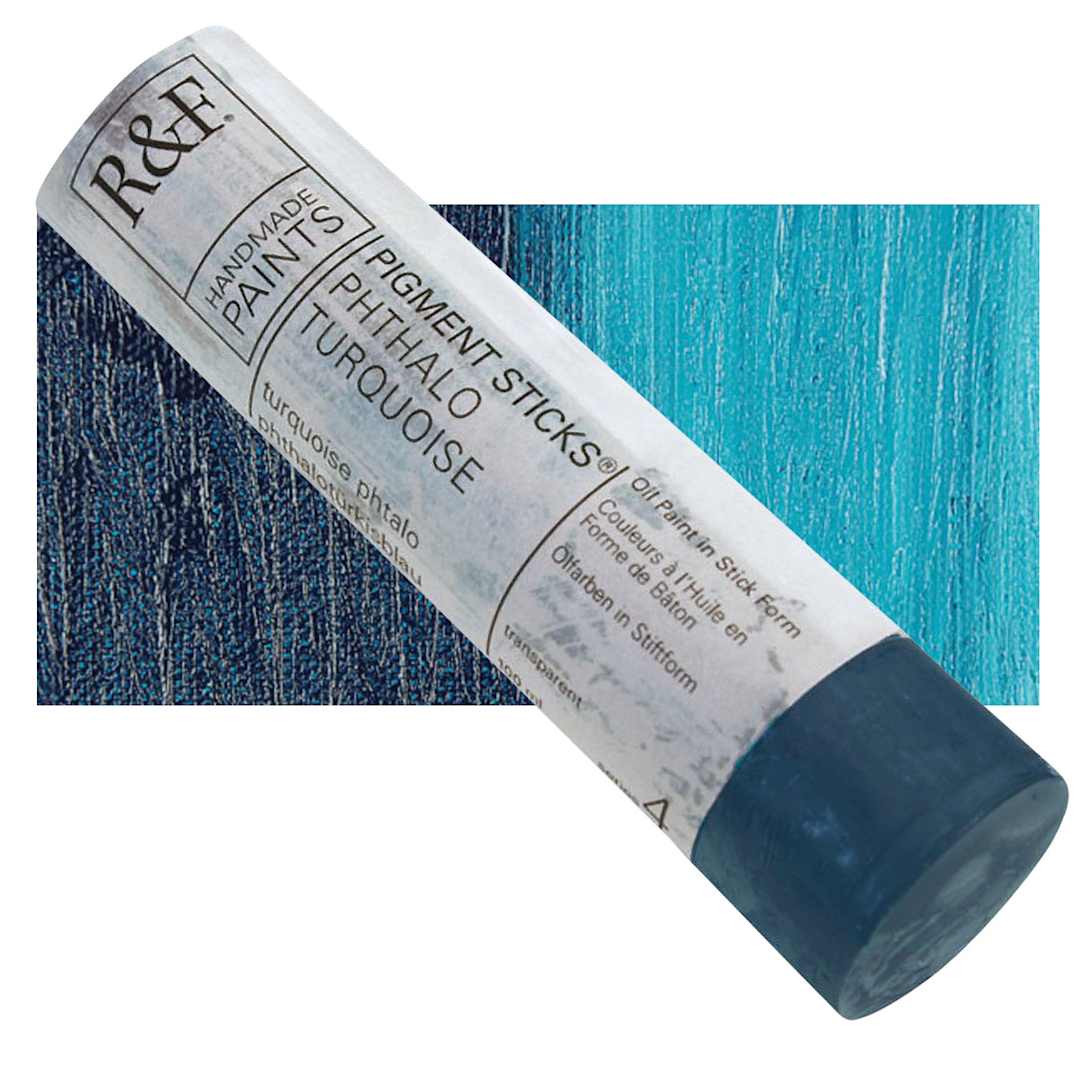 Open in modal - R&F Pigment Stick - Phthalo Turquoise, 100 ml stick and swatch
