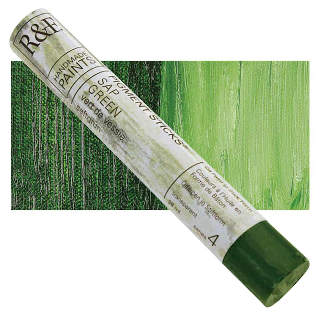 Open in modal - R&F Pigment Stick - Sap Green, 38 ml stick and swatch
