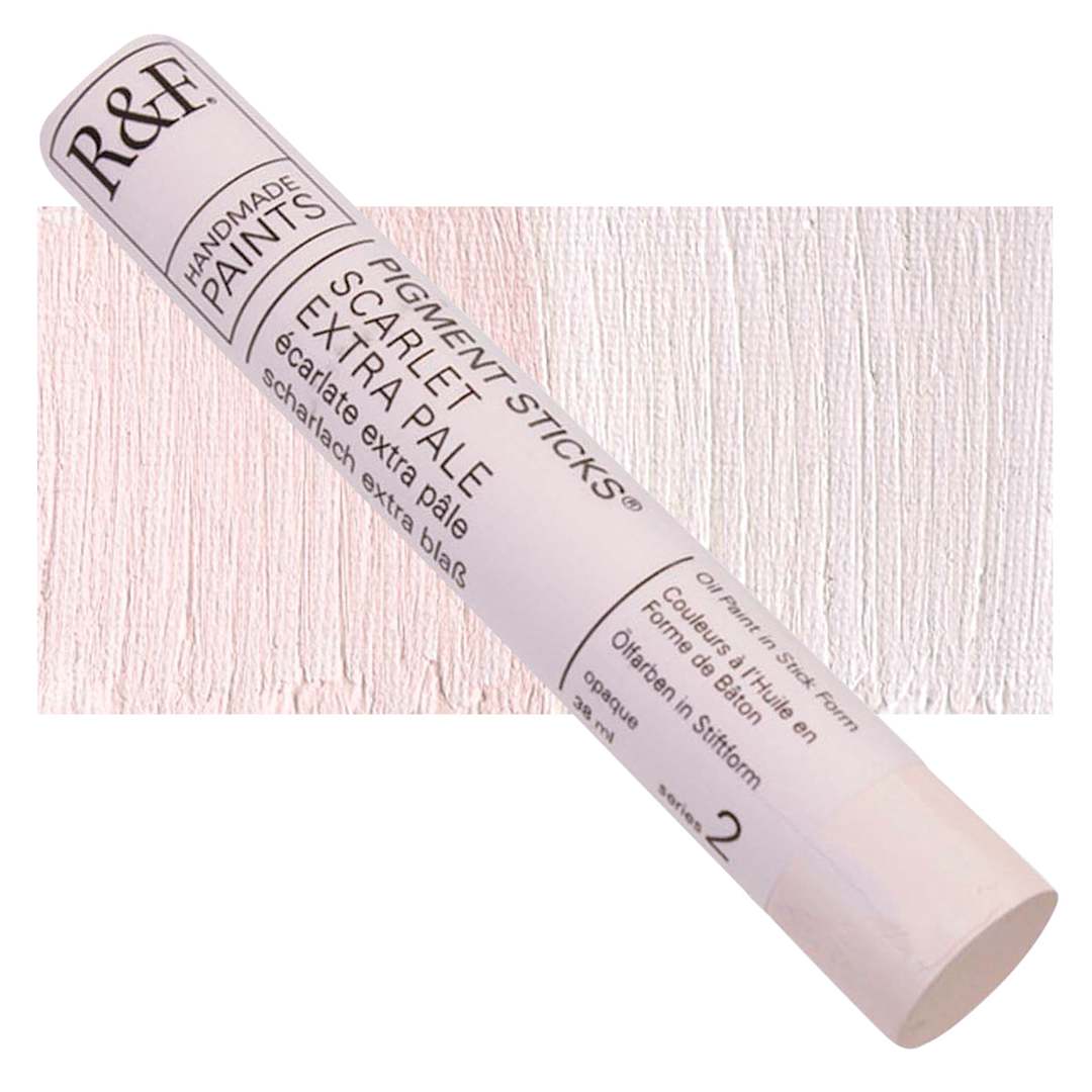 Open in modal - R&F Pigment Stick - Scarlet Extra Pale, 38 ml stick and swatch
