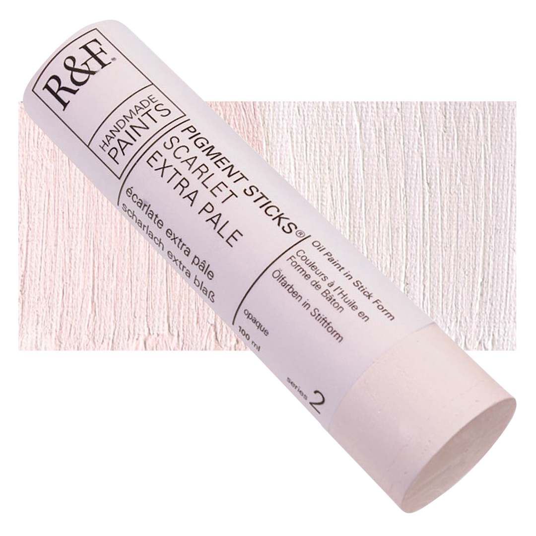 Open in modal - R&F Pigment Stick - Scarlet Extra Pale, 100 ml stick and swatch